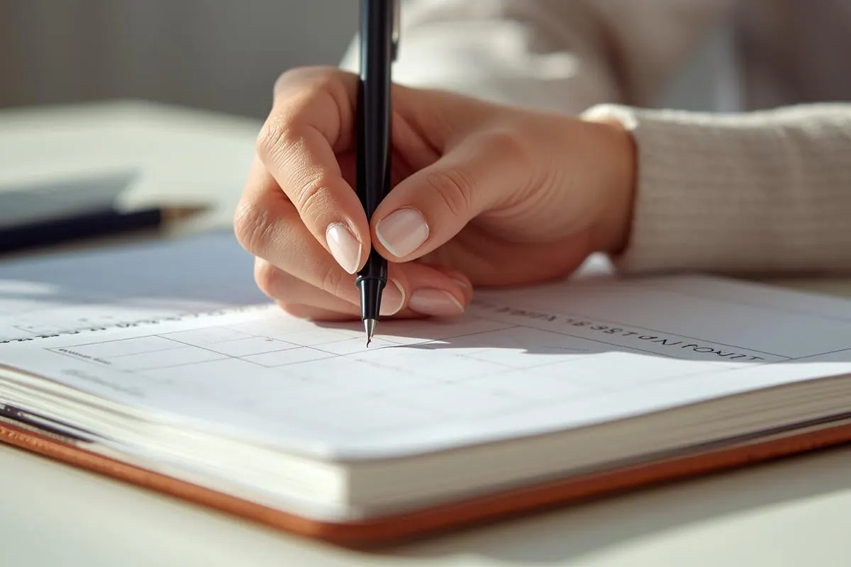 A hand writing reflections in a journal
